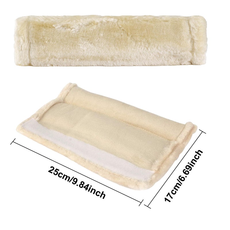 MOONET 2 Packs Car Seatbelt Covers Shoulder Pad for More Comfortable Driving, Universal Seat Belt Cover for Handbag Camera Backpack Straps, Soft Faux Sheepskin Wool Seat Belt Cushion (Beige) - Image 2